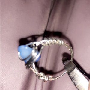 Blue sapphire silver wrapped ring <3
